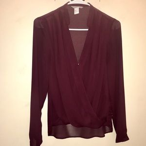 Burgundy wrap blouse